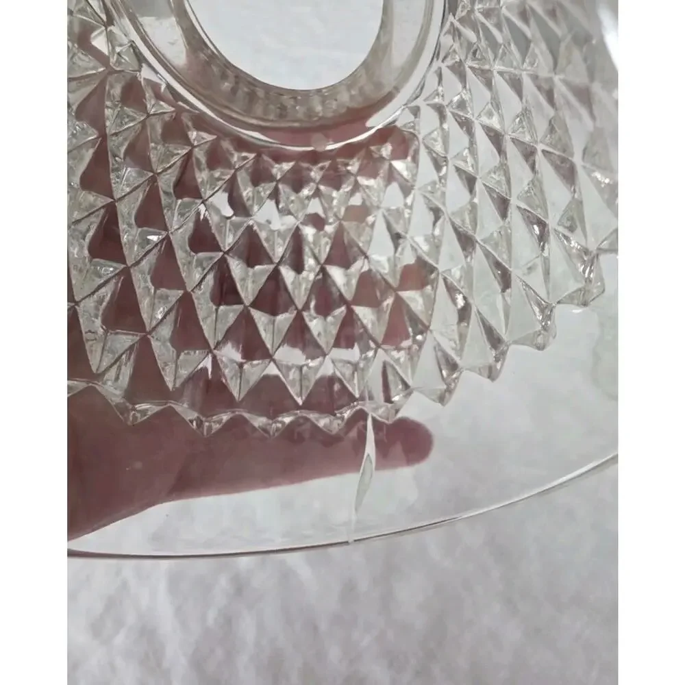 Vintage Indiana Glass Fairy Lamp Clear Diamond Point Candle Holder 2 pc FLAW